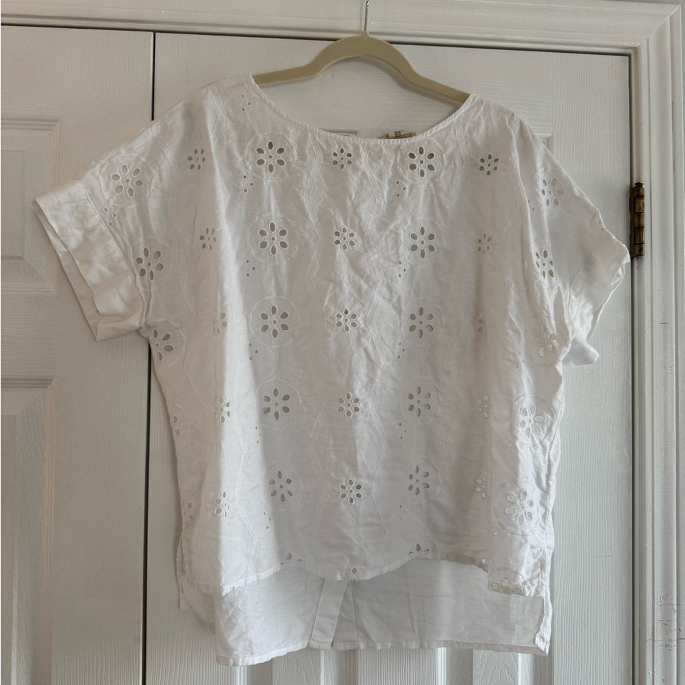 Christian Siriano Boxy Short Sleeve White Blouse